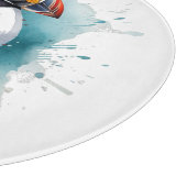 青い水色のかわいいパフィン カッティングボード (角)