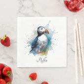 青い水色のかわいいパフィン スタンダードランチョンナプキン (インサイチュ)