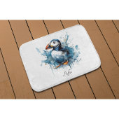 青い水色のかわいいパフィン バスマット