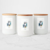 青い水色のかわいいパフィン フードラベル (ボトル)