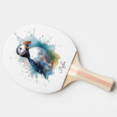 青い水色のかわいいパフィン 卓球ラケット (横)