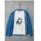 青い水色のかわいいパフィン Tシャツ