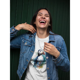 青い水色のかわいいパフィン Tシャツ