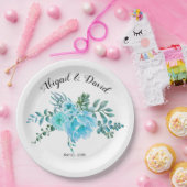 青い水色のサボテンの花、多肉性結婚の ペーパープレート (パーティー)