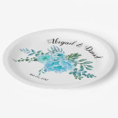 青い水色のサボテンの花、多肉性結婚の ペーパープレート (アングル)