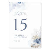 青い水色のサンゴ&シーシェルビーチ結婚式 テーブルナンバー (正面)