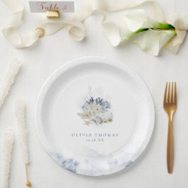 青い水色のサンゴ&シーシェルビーチ結婚式 ペーパープレート