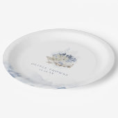 青い水色のサンゴ&シーシェルビーチ結婚式 ペーパープレート (アングル)