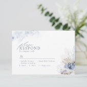 青い水色のサンゴ&シーシェルビーチ結婚式 出欠カード (スタンド正面)