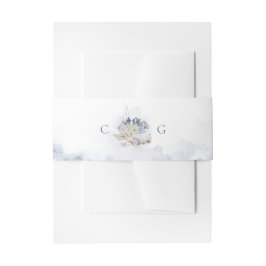 青い水色のサンゴ&シーシェルビーチ結婚式 招待状ベリーバンド