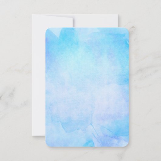 青い水色のシーホースとシーシェルありがとう サンキューカード (裏面)