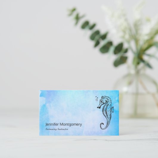 青い水色のシーホースとシーシェル航海の 名刺 (スタンド正面)