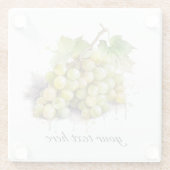 青い水色のジューシーな白いブドウの房 ガラスコースター (裏面)