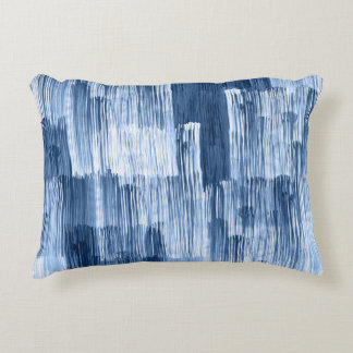 青い水色のストライプ：幾何学模様 アクセントクッション