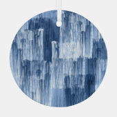 青い水色のストライプ：幾何学模様 ガラスオーナメント (裏面)