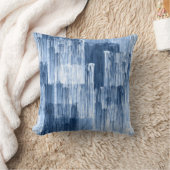 青い水色のストライプ:幾何学模様 クッション (ブランケット)