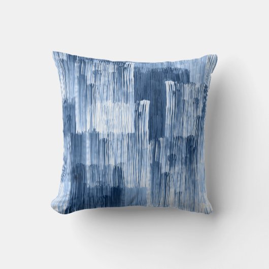 青い水色のストライプ:幾何学模様 クッション (正面)