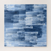 青い水色のストライプ:幾何学模様 ジグソーパズル (横)