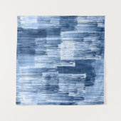 青い水色のストライプ:幾何学模様 タペストリー (正面(横))