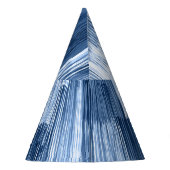 青い水色のストライプ：幾何学模様 パーティーハット (裏面)