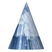 青い水色のストライプ：幾何学模様 パーティーハット (左)