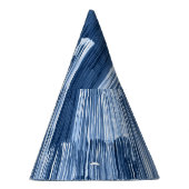 青い水色のストライプ：幾何学模様 パーティーハット (右)