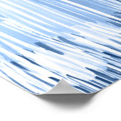 青い水色のストライプ:幾何学模様 ポスター (角)