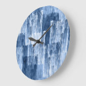 青い水色のストライプ：幾何学模様 ラージ壁時計 (傾斜)