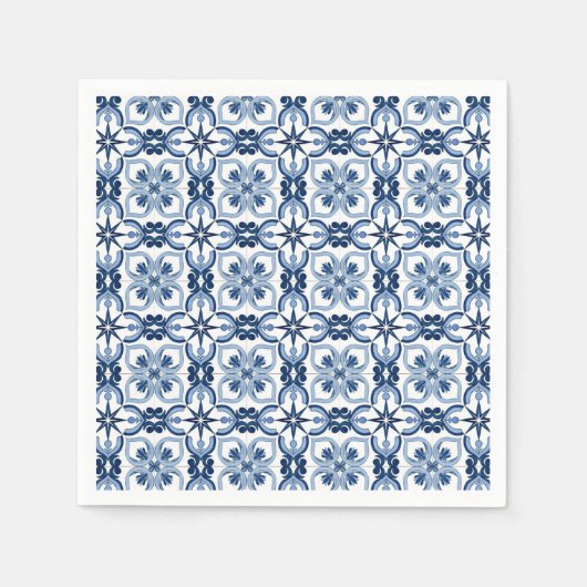 青い水色のタ地中海のイル スタンダードカクテルナプキン (正面)