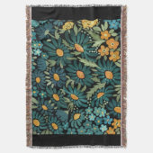 青い水色のデイジー スローブランケット (正面縦)