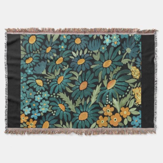 青い水色のデイジー スローブランケット (正面)