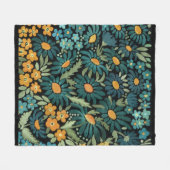 青い水色のデイジー フリースブランケット (正面(横))