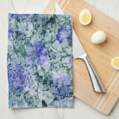 青い水色のデジタルアート抽象芸術背景 キッチンタオル (四つ折り)