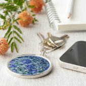 青い水色のデジタルアート抽象芸術背景 キーホルダー (側面)