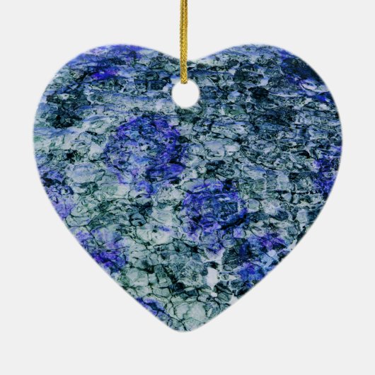 青い水色のデジタルアート抽象芸術背景 セラミックオーナメント (裏面)