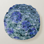 青い水色のデジタルアート抽象芸術背景 ラウンドクッション (正面)