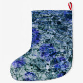 青い水色のデジタルアート抽象芸術背景 ラージクリスマスストッキング (裏面)