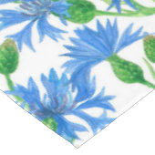 青い水色のトウモロコシの花、白い上に野生の花 テーブルクロス (アングル)