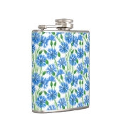 青い水色のトウモロコシの花、白い上に野生の花 フラスク (右)