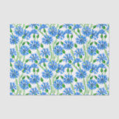 青い水色のトウモロコシの花、白い上に野生の花 薄葉紙 (正面)