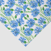 青い水色のトウモロコシの花、白い上に野生の花 薄葉紙 (詳細)