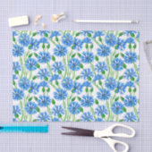 青い水色のトウモロコシの花、白い上に野生の花 薄葉紙 (クラフト)