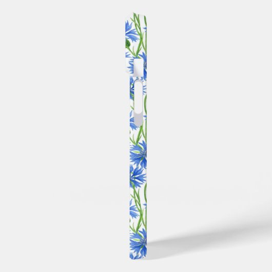 青い水色のトウモロコシの花、白い上に野生の花 Case-Mate iPhoneケース (裏面 / 左)