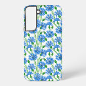 青い水色のトウモロコシの花、白い上に野生の花 SAMSUNG GALAXYケース (裏面)