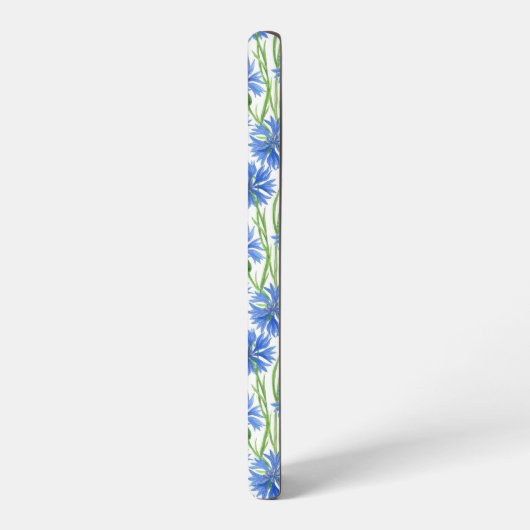 青い水色のトウモロコシの花、白い上に野生の花 SAMSUNG GALAXYケース (左側面)