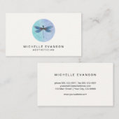 青い水色のトンボのロエレガントゴ 名刺 (正面/裏面)