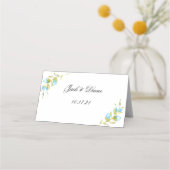 青い水色のバラの結婚芽 プレイスカード (裏面)