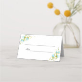 青い水色のバラの結婚芽 プレイスカード (正面)