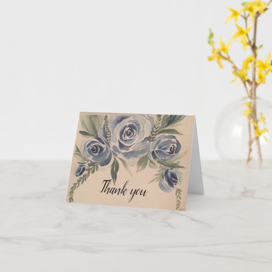 青い水色のバラ感謝してい – あなた空白の- カード (黄色い花)