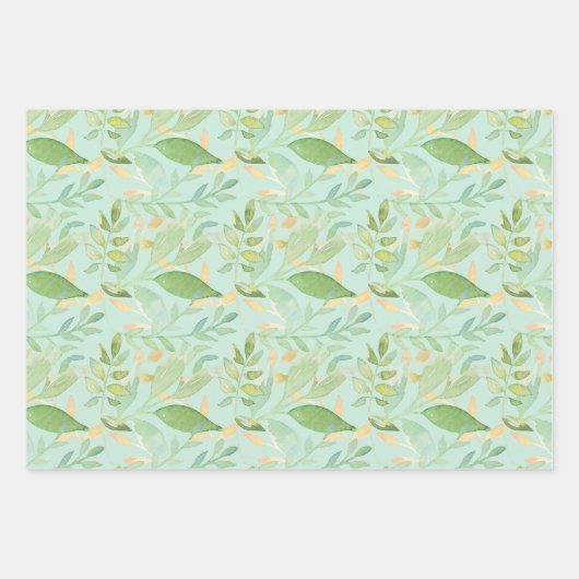 青い水色のフローラの花茎付き花束 ラッピングペーパーシート (正面2)